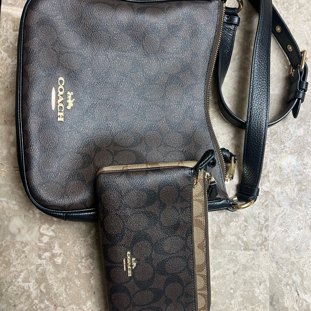 Coach Brown and Black Men's Bag Set